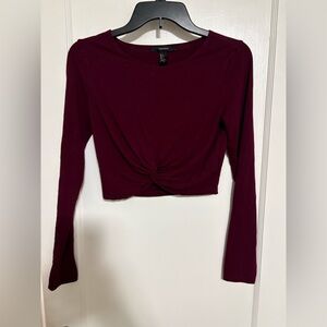 Forever 21 Maroon Twist Front Crop Top